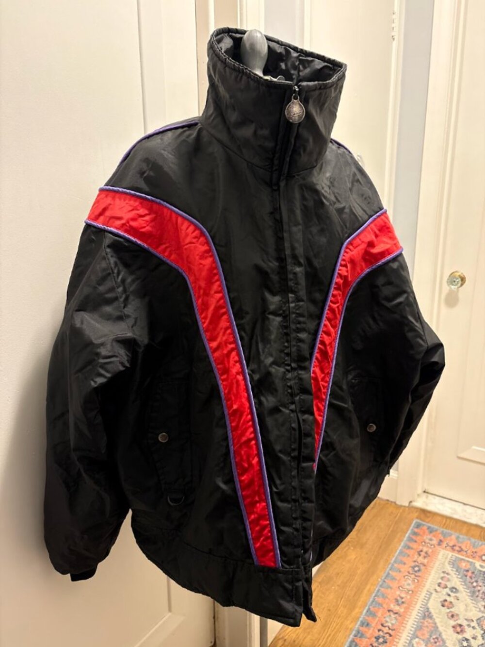 Vintage Yamaha Snowmobile Jacket Black Red Colorblock L